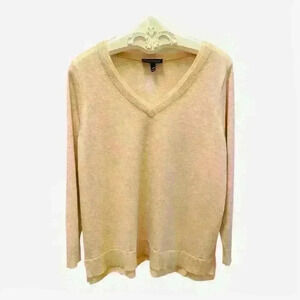 Lane Bryant Women's Plus V-Neck Pullover Sweater Beige Size 18/20